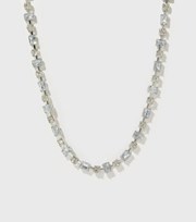 New Look Silver and Blue Diamante Necklace